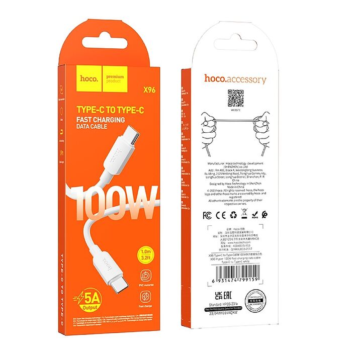 hoco 浩酷. X96 Type-C to Type-C 超鋒100W快充數據線