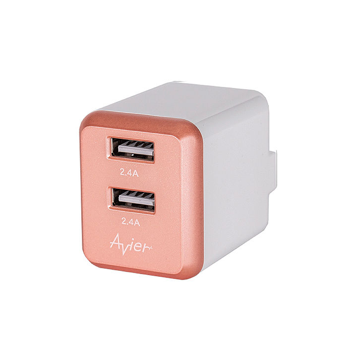 Avier 玫瑰金 4.8A USB電源供應器/AVCW2A24RG