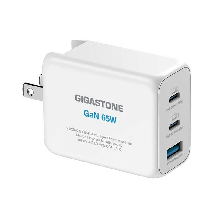 Gigastone 65W 氮化鎵Type-C三孔急速快充充電器Pro PD-7650NW