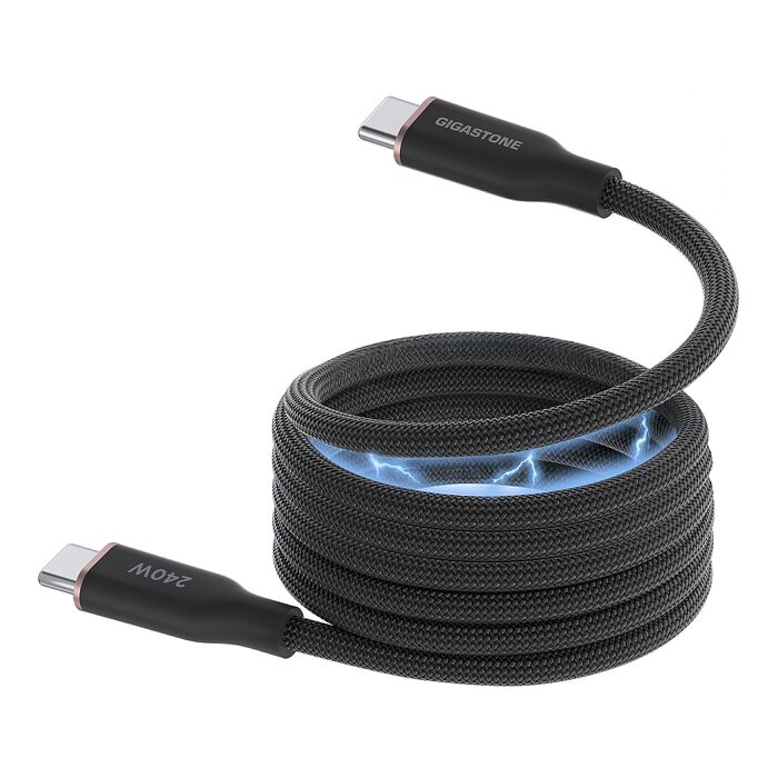 Gigastone 240W USB-C 磁吸編織充電傳輸線100cm-黑色 (適用iPhone 17/Mac筆電/平板)