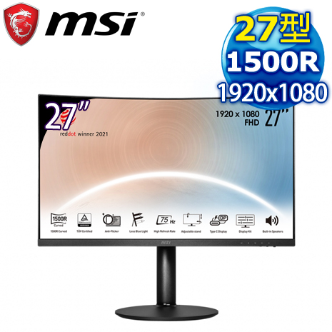 MSI 微星 Modern MD271CP 27型 1500R 美型曲面螢幕《黑》