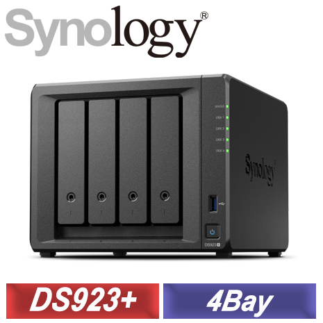 Synology 群暉 DiskStation DS923+ 4Bay NAS網路儲存伺服器