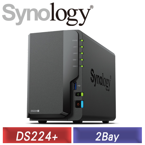 Synology 群暉 DiskStation DS224+ 2-Bay NAS 網路儲存伺服器