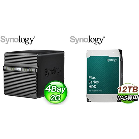 Synology DiskStation DS423 4Bay NAS+Synology HAT3310 PLUS 12TB NAS硬碟(X2)
