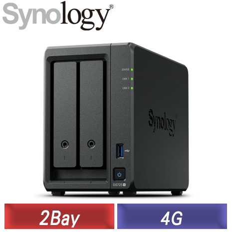 Synology 群暉 DS725+ 2Bay NAS網路儲存伺服器