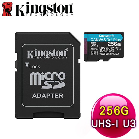 Kingston 金士頓 Canvas Go Plus 256GB Micro/UHS-I 記憶卡(SDCG4/256GB)