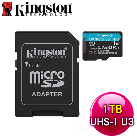 Kingston 金士頓 Canvas Go Plus 1TB Micro/UHS-I/U3/V30/A2 記憶卡(SDCG4/1TB)