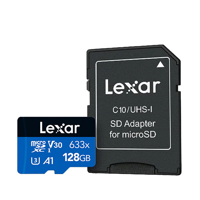 Lexar 雷克沙 633x microSDXC UHS-I A1 U3 128G 記憶卡(附轉卡/10年保)