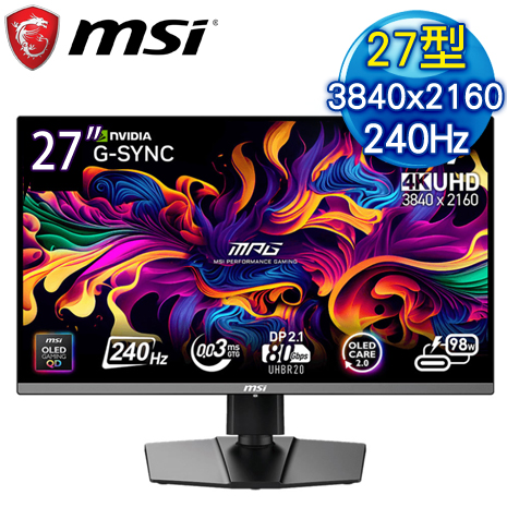 MSI 微星 MPG 272URX QD-OLED 27型 電競寬螢幕