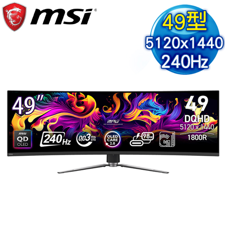 MSI 微星 MPG 491CQPX QD-OLED 49型 曲面電競螢幕