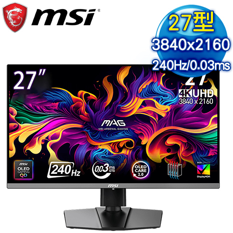 MSI 微星 MAG 272UP QD-OLED X24 27型 電競螢幕