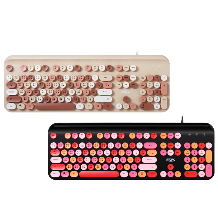 INTOPIC 廣鼎 炫彩復古圓鍵帽鍵盤(KBD-98)
