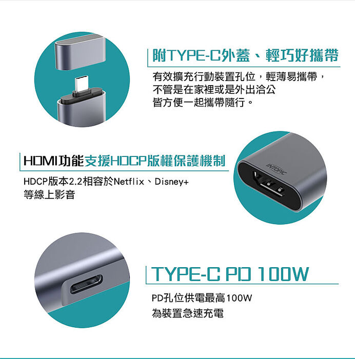 INTOPIC 廣鼎 三合一Type-C多功能轉接器(HBC-375)