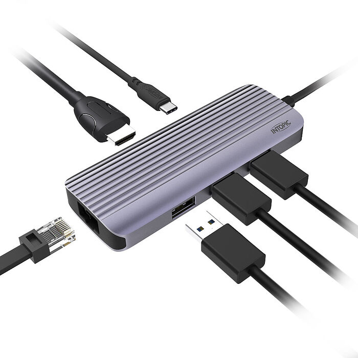 INTOPIC 廣鼎 六合一多功能Type-C轉接器(HBC-760)