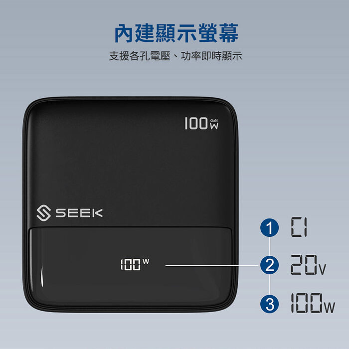 SEEK 100W GaN電源供應器/快充充電頭(CU-P1002) 1.5M電源延長線