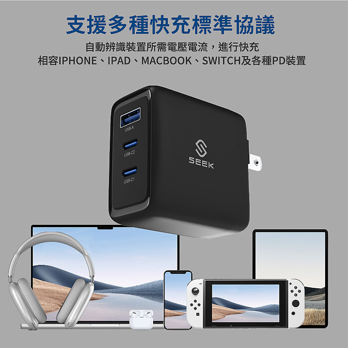 SEEK 65W GaN電源供應器/充電器(CU-P651)