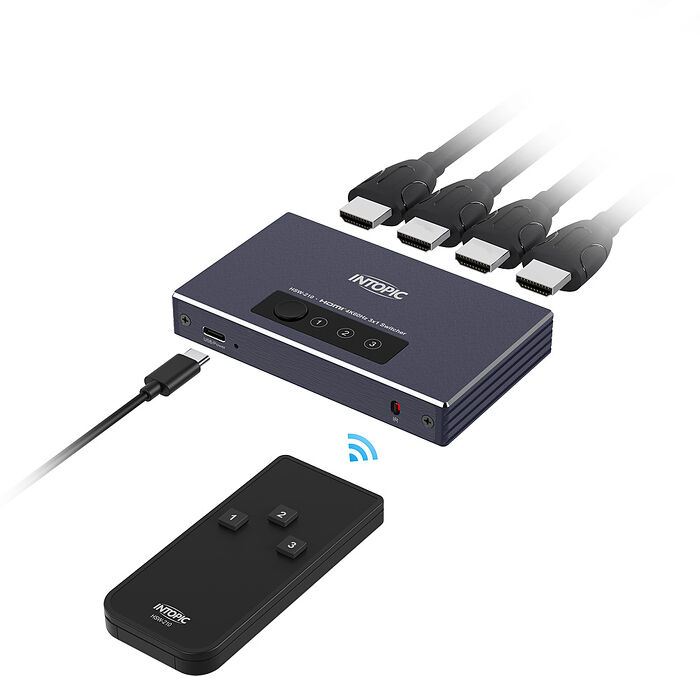 INTOPIC 廣鼎 HDMI 4K60Hz 三對一切換器 附紅外線遙控器(HSW-210)