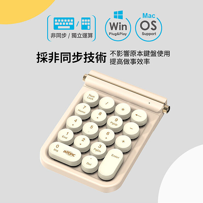 INTOPIC 廣鼎 2.4GHz復古無線數字鍵盤(KBW-N107)
