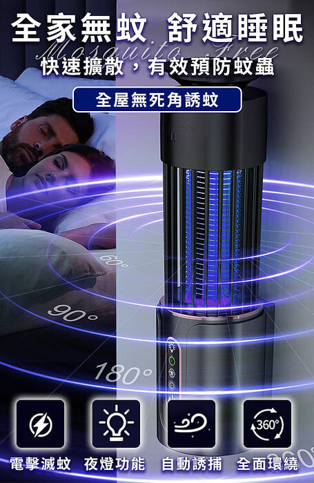 ENNE USB插電式壁掛立式藍光三合一電擊捕蚊燈(戶外/露營/家用/房間/捕蚊器/滅蚊燈/電蚊燈/夜燈/露營燈/吸蚊電擊/電擊式/吸入式)(S0030-B)