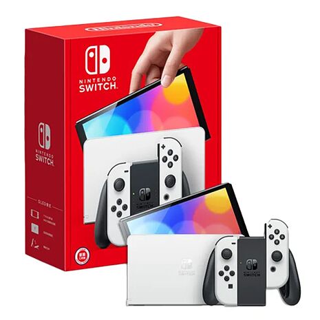 【任天堂】 Switch OLED 主機 台灣公司貨 (白色) +9H保護貼+ 王國之淚Amiibo【加儂多夫】&【薩爾達】