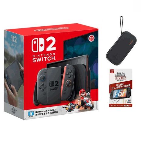 任天堂 Switch 2代 瑪利歐賽車世界 主機組合《台灣公司貨》+NS2主機保護貼+NS2主機保護殼