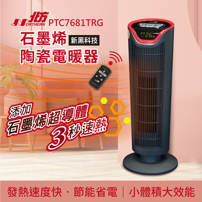 北方石墨烯陶瓷遙控電暖器 PTC7681TRG