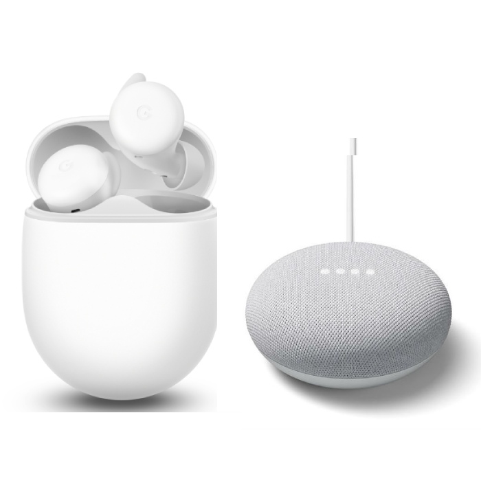 【快速出貨】【Google超值組】Google Pixel Buds A-series 藍牙耳機-白+Google Nest Mini 中文化智慧音箱 (粉炭白)