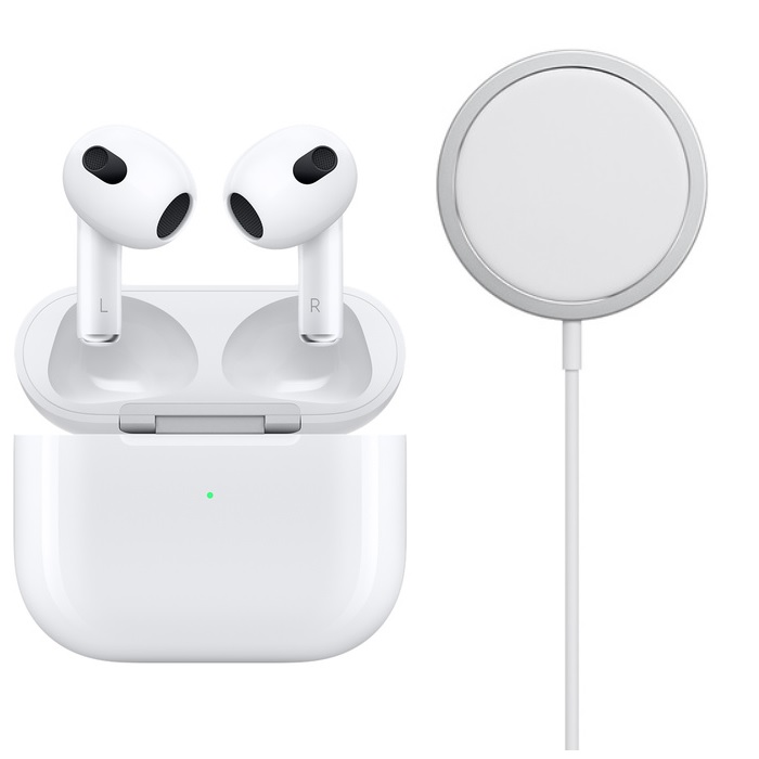 【現貨熱賣中】Apple原廠 AirPods 3 無線耳機(MagSafe充電盒MME73TA/A)-白+Apple 原廠 MagSafe 充電器 (MHXH3TA/A) 白