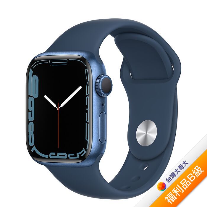 Apple Watch S7(GPS)藍色鋁金屬錶殼配藍色運動錶帶_41mm(MKN13TA/A)(美