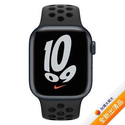 Apple Watch Nike+S7 GPS版 41mm 午夜色鋁金屬錶殼配黑色Nike運動錶帶(MKN43TA/A)(美商蘋果)【全新出清品】