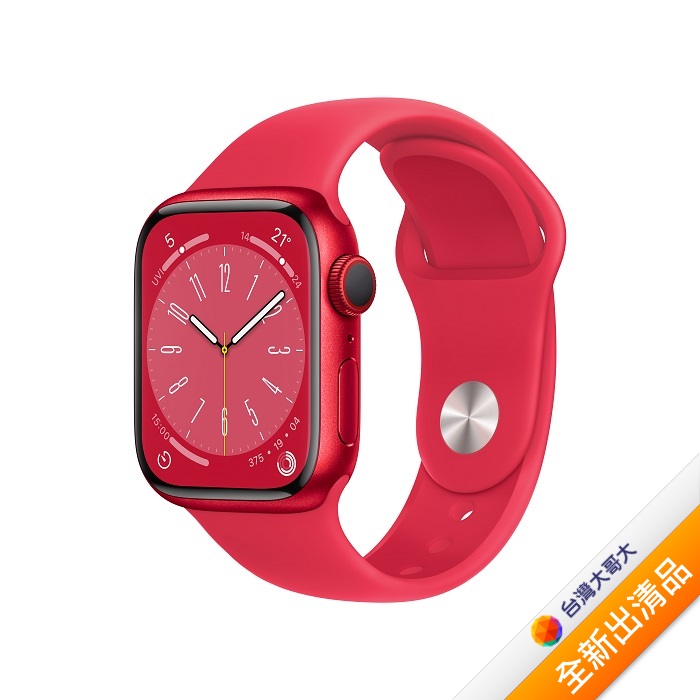 Apple Watch Series 8 GPS版 41mm紅色鋁金屬錶殼配紅色運動錶帶(MNP73TA/A)【全新出清品】