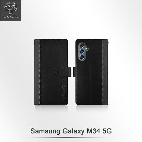 Samsung M34(5G)撞色前扣皮套-黑