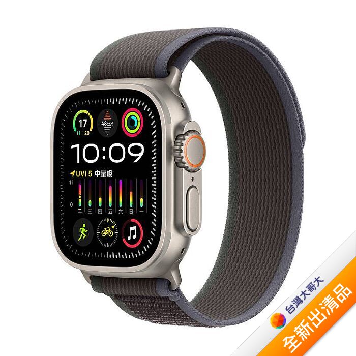 Apple Watch Ultra 2 LTE版 49mm(M/L)鈦金屬錶殼配藍色配黑色越野錶環(MRF63TA/A)【全新出清品】