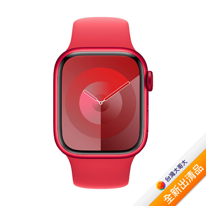Apple Watch S9 GPS版 41mm(S/M)紅色鋁金屬錶殼配紅色運動錶帶(MRXG3TA/A)【全新出清品】