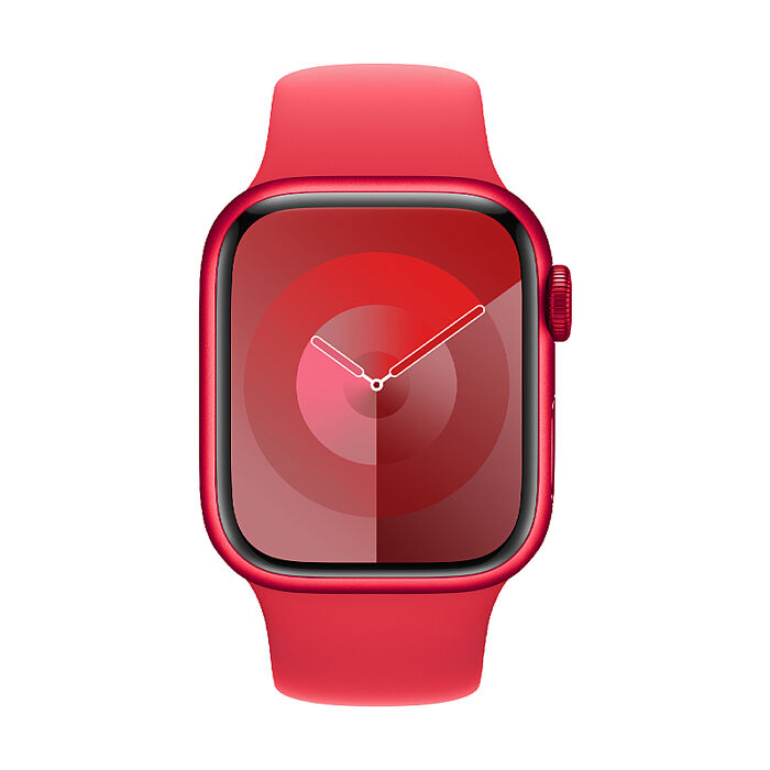 Apple Watch S9 GPS版 41mm(S/M)紅色鋁金屬錶殼配紅色運動錶帶(MRXG3TA/A)【全新出清品】
