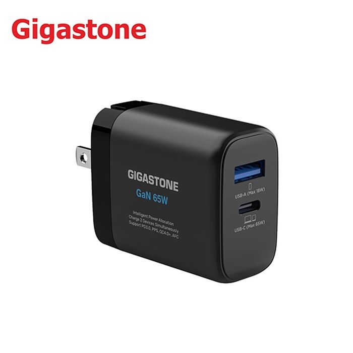 Gigastone 65W GaN氮化鎵三孔快速充電器-黑
