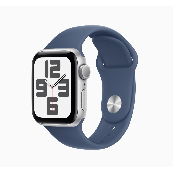 Apple Watch SE 2 GPS版 40mm(M/L)銀色錶殼配丹寧色運動錶帶(MXED3TA/A)(2024)