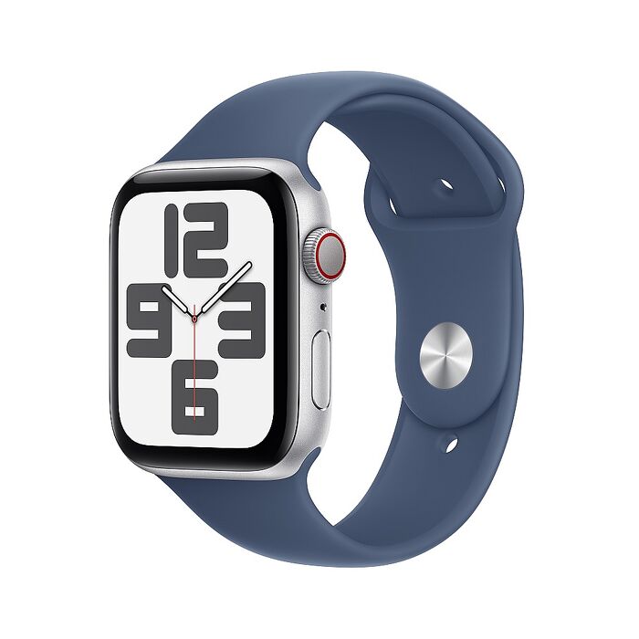 Apple Watch SE 2 LTE版 44mm(M/L)銀色錶殼配丹寧色運動錶帶(MXGQ3TA/A)(2024)