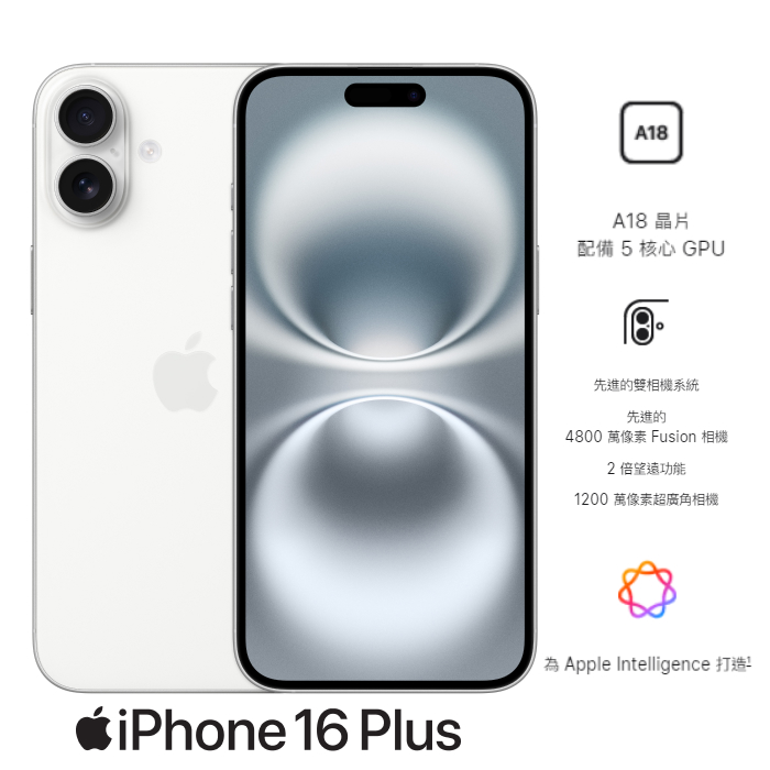 APPLE iPhone 16 Plus 256G (白) (5G)
