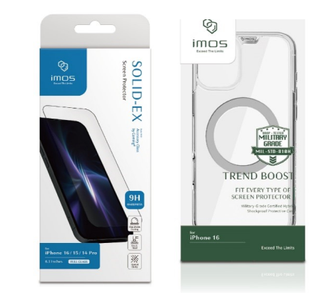 iPhone 16 Plus imos 2.5D玻璃保護貼+軍規防摔磁吸保護殼【防摔組合優惠】