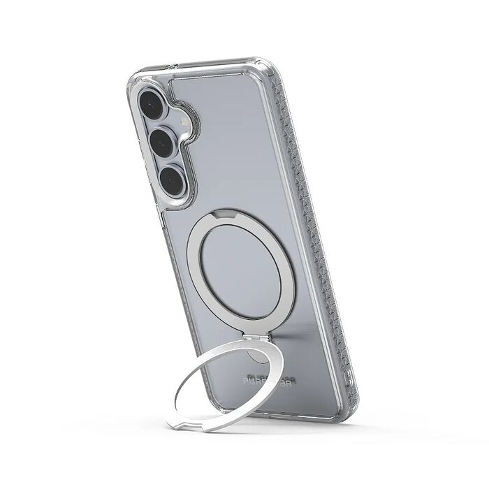 Samsung S25+ PureGear冰鑽防摔磁吸支架保護殼-閃銀框