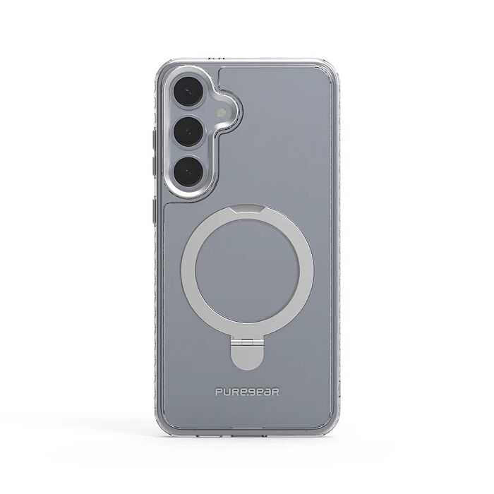 Samsung S25+ PureGear冰鑽防摔磁吸支架保護殼-閃銀框