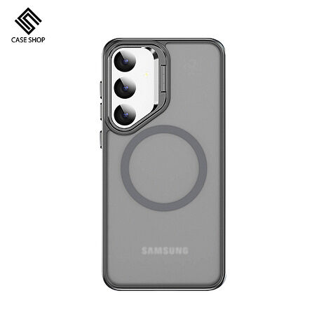 Samsung S25+ 鏡頭支架站立磁吸保護殼-深灰