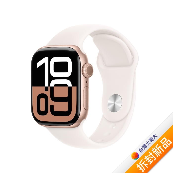 Apple Watch S10 GPS版 42mm(M/L)玫瑰金色鋁金屬錶殼配淡胭粉色運動錶帶(MWWJ3TA/A)【拆封新品】