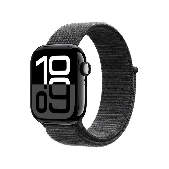 Apple Watch S10 GPS版 42mm曜石黑色鋁金屬錶殼配墨水色運動錶環(MWWG3TA/A)【全新出清品】