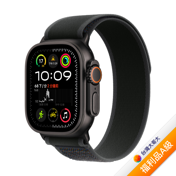 Apple Watch Ultra 2 LTE版 49mm(M/L)鈦金屬黑色錶殼配黑色越野錶環(MX4V3TA/A)(2024)【拆封福利品A級】