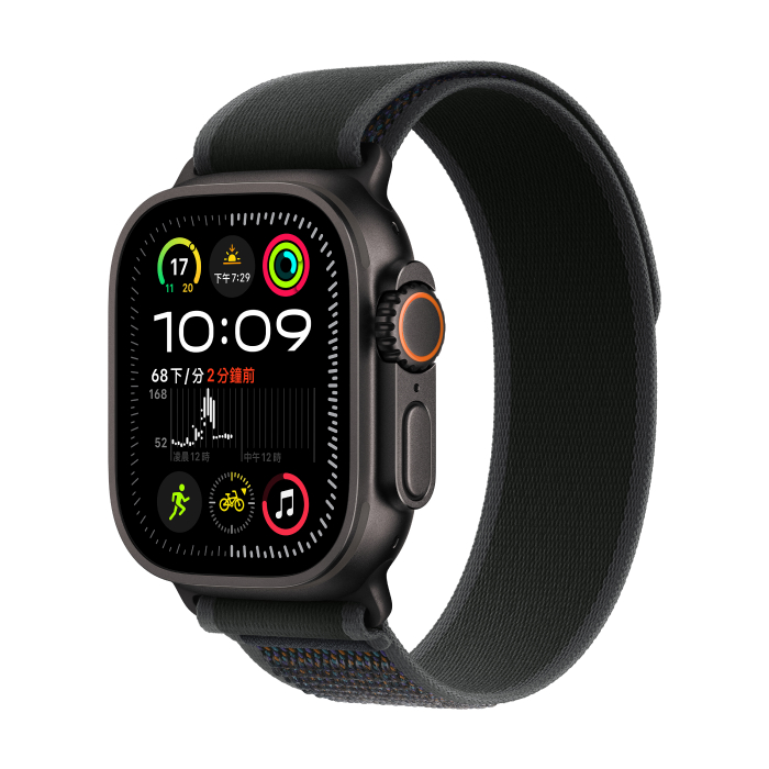 Apple Watch Ultra 2 LTE版 49mm(M/L)鈦金屬黑色錶殼配黑色越野錶環(MX4V3TA/A)(2024)【拆封福利品A級】