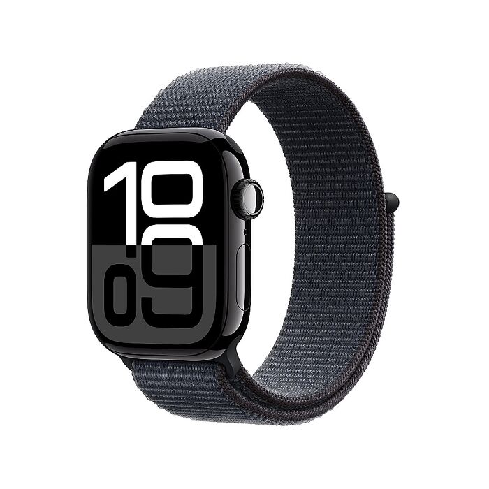 Apple Watch S10 LTE版 46mm曜石黑色鋁金屬錶殼配墨水色運動錶環(MWY53TA/A)【全新出清品】