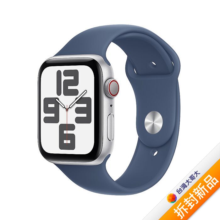 Apple Watch SE 2 LTE版 44mm(M/L)銀色錶殼配丹寧色運動錶帶(MXGQ3TA/A)【拆封新品】