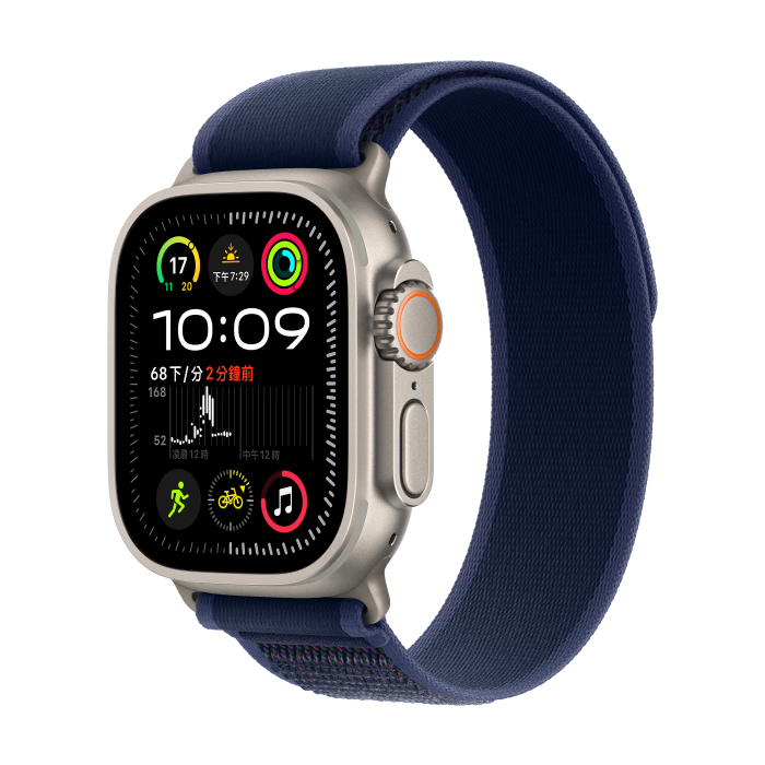 Apple Watch Ultra 2 LTE版 49mm(M/L)鈦金屬原色錶殼配藍色越野錶環(MX4L3TA/A)【拆封新品】